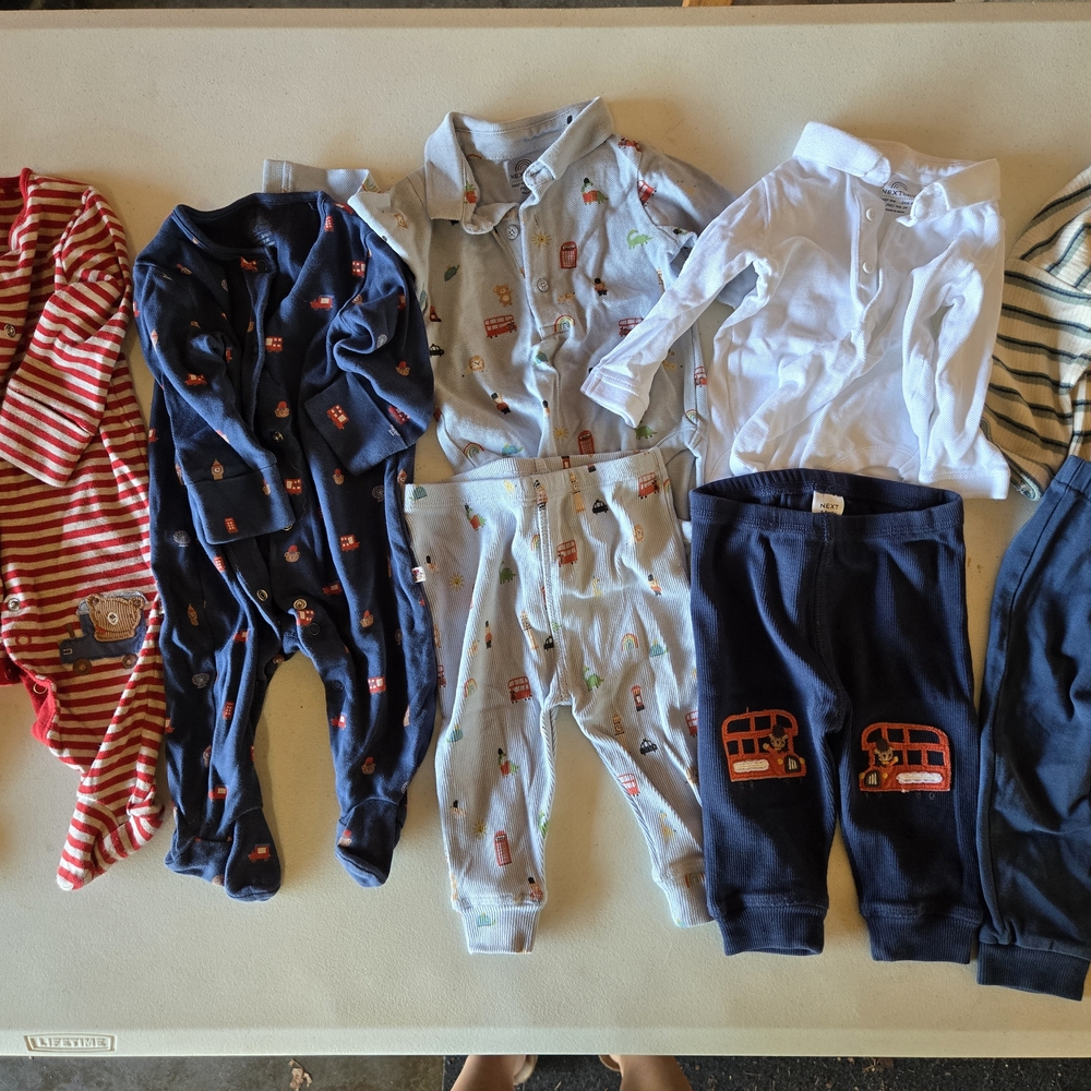 Next Kids Matching Footies Set - Red, Navy, Light Blue
